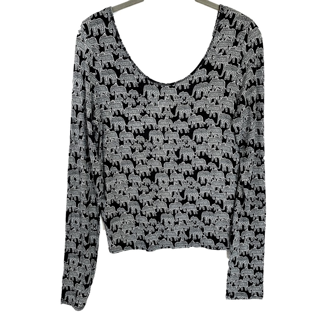 Map To Mars Elephant Bodycon Long Sleeve Crop Top